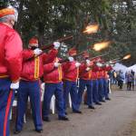 Members of the Mt. Olympus Detachment Marine Corps League offer a gun salute at Saturdays Wreaths Across America event in Sequim. Sequim Gazette photos by Michael Dashiell