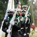 Members of the Port Angeles NJROTC program present the colors at the 2020 Sequim Wreaths Across America event on Dec. 19. Sequim Gazette photo by Michael Dashiell