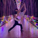 Logan Laxson and Mia Underwood move their Sequim Acrobatics rehearsals outdoors, using the Dungeness Railroad Bridge as a stage for a Dec. 19 photo shoot. Submitted photo