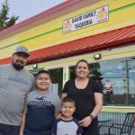 David Gallegos and Carmen Gil, pictured here with their boys Edison and Logan, opened David Family Taqueria on Oct. 19 last year and have seen a consistent stream of business in their new eatery. Some of the most popular items are the street tacos and Super Burrito. Sequim Gazette photo by Matthew Nash