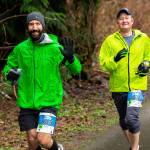 Josh Simondet of Puyallup, left, and Casey Skeen of Burien compete in the 2020 Elwha River Bridge Run. The 2021 race, set for Feb. 6, will have a number of COVID-19 precautions, including racers being encouraged to stay 6 feet apart. Submitted photo