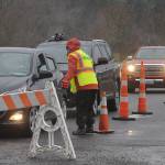 Members of the Community Emergency Response Team talk with patients at the Jamestown SKlallam Tribes COVID-19 vaccination clinic on Feb. 4. The dose 2 clinic scheduled for Saturday, Feb. 13, has been cancelled because of expected inclement weather. Sequim Gazette file photo by Michael Dashiell