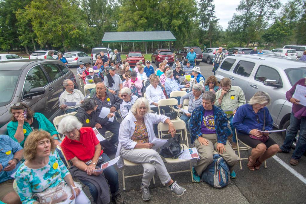 At an Aug. 8, 2019 forum led by the Jamestown SKlallam Tribe, so many people attended at the Guy Cole Event Center, overflow spilled into the parking lot for the meeting on the MAT clinic. Jesse Major/Peninsula Daily News