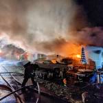 Clallam County Fire District 3 personnel battle a mobile home fire on the 900 block of South Third Avenue on Feb. 23. A resident who was able to get out of the home died a day later, according to relatives. Photo by Fire District 3/Facebook page