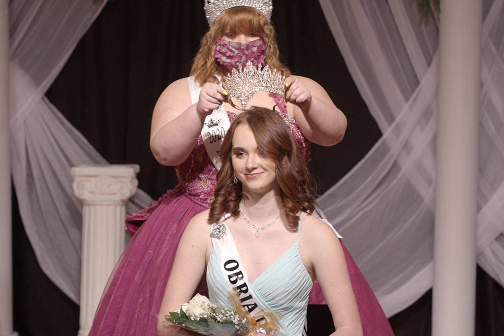 Sydney VanProyen, seen here being crowned by 2020 princess Brii Hingtgen, will represent the Sequim Irrigation Festival as a princess in 2021 for the annual events 126th year. Photo courtesy Silas Crews