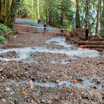 A landslide blocks safe passage along the Spruce Railroad Trail in early January. Photo courtesy of Noel Carey