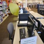 Computers at the Sequim Library are not yet available for use, though library patrons can use computers at Port Angeles, Clallam Bay and Forks branch libraries, in addition to Grab and Go Browsing, holds pickup and copier services during limited in-library service hours. Sequim Gazette photo by Michael Dashiell