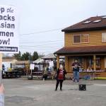 Rachel Anderson of Sequim speaks to a crowd of about 30 people on March 27 about how she supports the Asian-American community and how attacks on women need to stop. She also hopes by speaking up about her own abuse, she hopes other women can be empowered to talk about their own trauma. Sequim Gazette photo by Matthew Nash