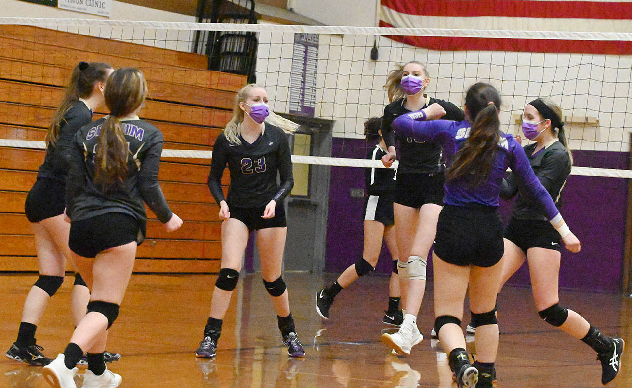 Six Sequim players  including sister McKenna (23) and Kendall () Hastings, were named to the all-Olympic League team following a 10-win season. Sequim Gazette photo by Michael Dashiell