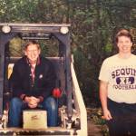 Rotarian Bryce Fish and Eagle Scout candidate Tristan Sanford take a break from their work at the Dungeness River Center in 1995. Fish helped Sanford construct a loop trail through the woods to the rivers edge on the northeast side of the park for his Eagle Scout project. Fish and his wife Gail, who passed in November 2019 and February 2020, respectively, saw their gift to the Sequim Sunrise Rotary Foundation go to the River Center last week to help with its major renovation. Photo by Betty Graf