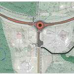 Officials with the Jamestown SKlallam Tribe continue to explore funding options for a proposed $2.5 million roundabout at the Sophus Road intersection near the Longhouse Market & Deli. Conceptual design from Jamestown SKlallam Tribe