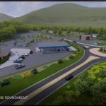 Officials with the Jamestown SKlallam Tribe continue to explore funding options for a proposed $2.5 million roundabout at the Sophus Road intersection near the Longhouse Market & Deli. Conceptual design from Jamestown SKlallam Tribe