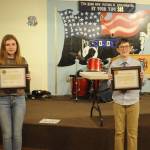 Maddie Smith and Timothy VanProyen won VFW Post 4760s Patriots Pen writing contest on April 13 writing about what patriotism means to them. Sequim Gazette photos by Matthew Nash