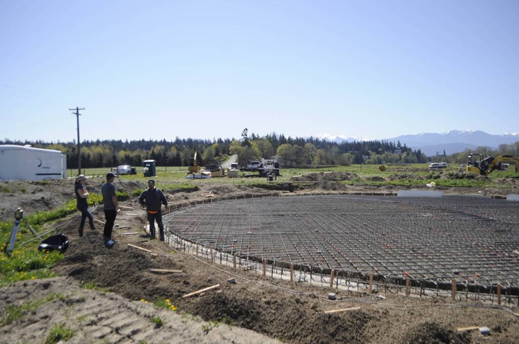 A new, above-ground, self-contained liquid manure pond is set to finish this month and reduce odor at Dungeness Valley Creamery, owners Ryan and Sarah McCarthey said. Sequim Gazette photo by Matthew Nash