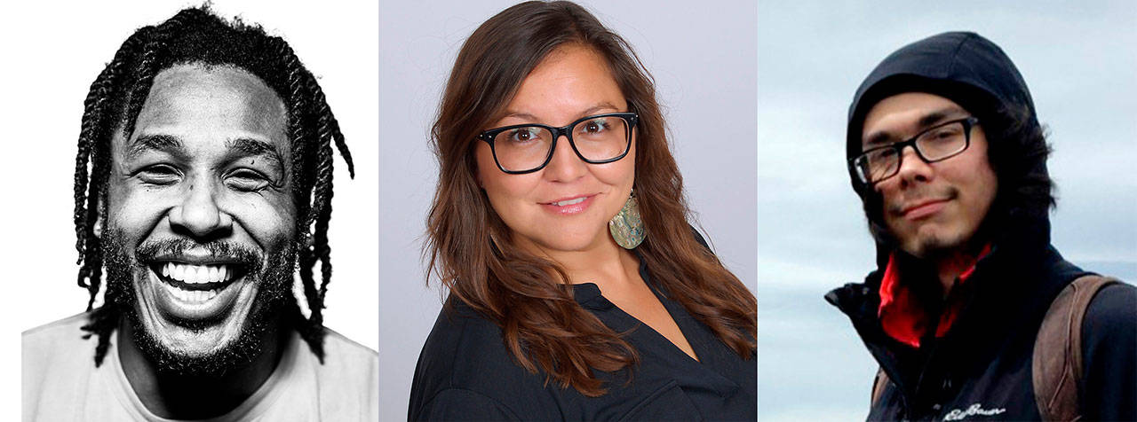 Guest speakers for Peninsula Colleges seventh-annual Native American Culture Fair, set for April 29 on Zoom, include, from left, Dr. Fred Campbell, Valerie Segrest and Reuben Martinez. Submitted photos