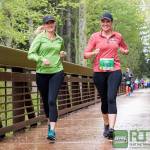 Jennifer Denton of Olympia, left, and Janet Parker of Port Angeles cross the historic Railroad Bridge in Sequim at the Run the Peninsula Railroad Bridge 5k/10k this past weekend. Photo by Port Angeles Marathon Association