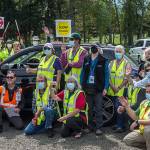 Jamestown Family Clinic workers and Community Emergency Response Team volunteers celebrate the final day of the mass vaccination drive-thru clinic on April 29 at Carrie Blake Community Park in Sequim. The last person to get a vaccination, volunteers report, was Diane Covollo. Photo by Charles Meyer