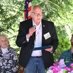 W. Ron Allen, Jamestown SKlallam Tribe council chair and CEO, accepts recognition from NSDAR representatives at an awards ceremony Saturday, with Annette Hanson and Powell Jones looking on. Sequim Gazette photo by Michael Dashiell
