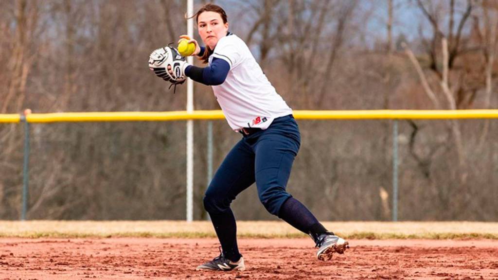 College senior Kaylee Gumm plays for the Middlebury College (Vermont) Panthers softball squad. Photo courtesy of Middlebury College