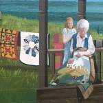 One of Nicole Driggs requirements for A Stitch in Time Quilt Shoppes mural was to include a grandmother showing her granddaughter how to quilt.