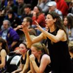 Linsay Rapelje directs her team in a match-up with Port Angeles in February 2020. Sequim Gazette file photo by Michael Dashiell