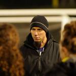 Left: Sequim head coach Derek Vander Velde in a class 2A state tourney first round game against Ellensburg in November 2018. Right: Linsay Rapelje directs her team in a match-up with Port Angeles in February 2020. Sequim Gazette file photos by Michael Dashiell