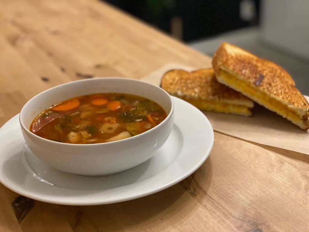 The Back Alley Cafe offers a Soup of the Day including one the changes every-other-day is a chicken and vegetable soup with a side of grill cheese. Submitted photo