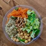 The Quinoa Salad features garbanzo beans, quinoa, broccoli, carrots, and walnuts. Submitted photo