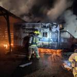 Firefighters respond to an early-morning fire at Olympic Ambulance on July 13. Photo courtesy of Clallam County Fire District 3