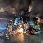 Firefighters respond to an early-morning fire at Olympic Ambulance on July 13. Photo courtesy of Clallam County Fire District 3