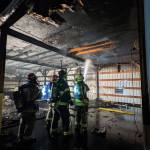 Firefighters respond to an early-morning fire at Olympic Ambulance on July 13. Photo courtesy of Clallam County Fire District 3