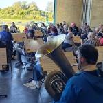 Sequim City Band members rehearse in mid-July for the first time in 16 months. The band hosts Together Again, a free concert at the James Center for the Performing Arts, on Aug. 22. Photo by Richard Greenway