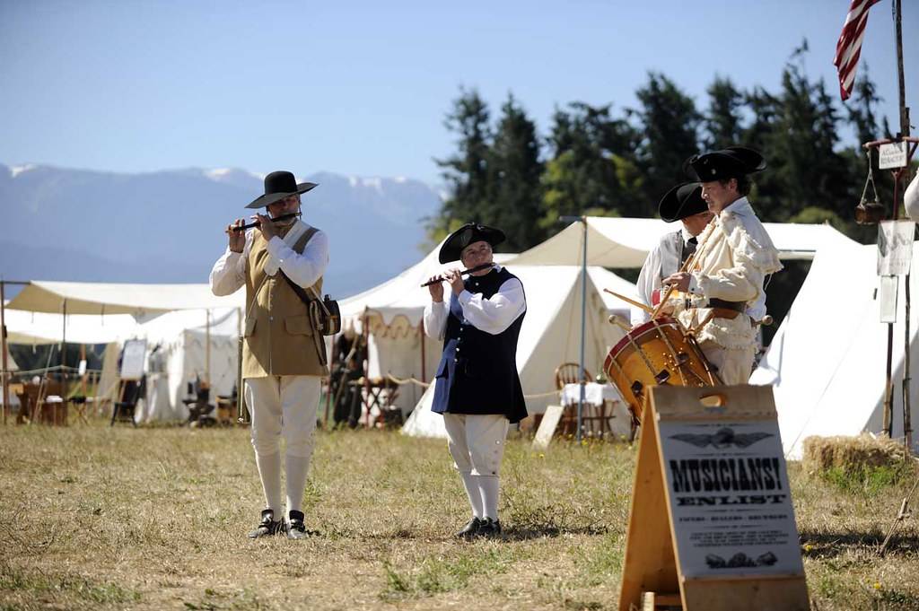 The encampment at the Northwest Colonial Festival features live music and reenactments of blacksmiths and gunsmiths from 1775. Sequim Gazette photo by Matthew Nash
