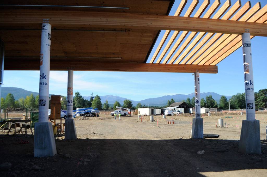 A covered area sits atop the west side of the Jamestown Healing Clinic next to child care services and the entrance to the facility. Sequim Gazette photo by Matthew Nash