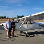 Cadet Kade Kirsch, pictured here with his father Matt Kirsch, completed his first powered solo flight on Aug. 10. Submitted photos