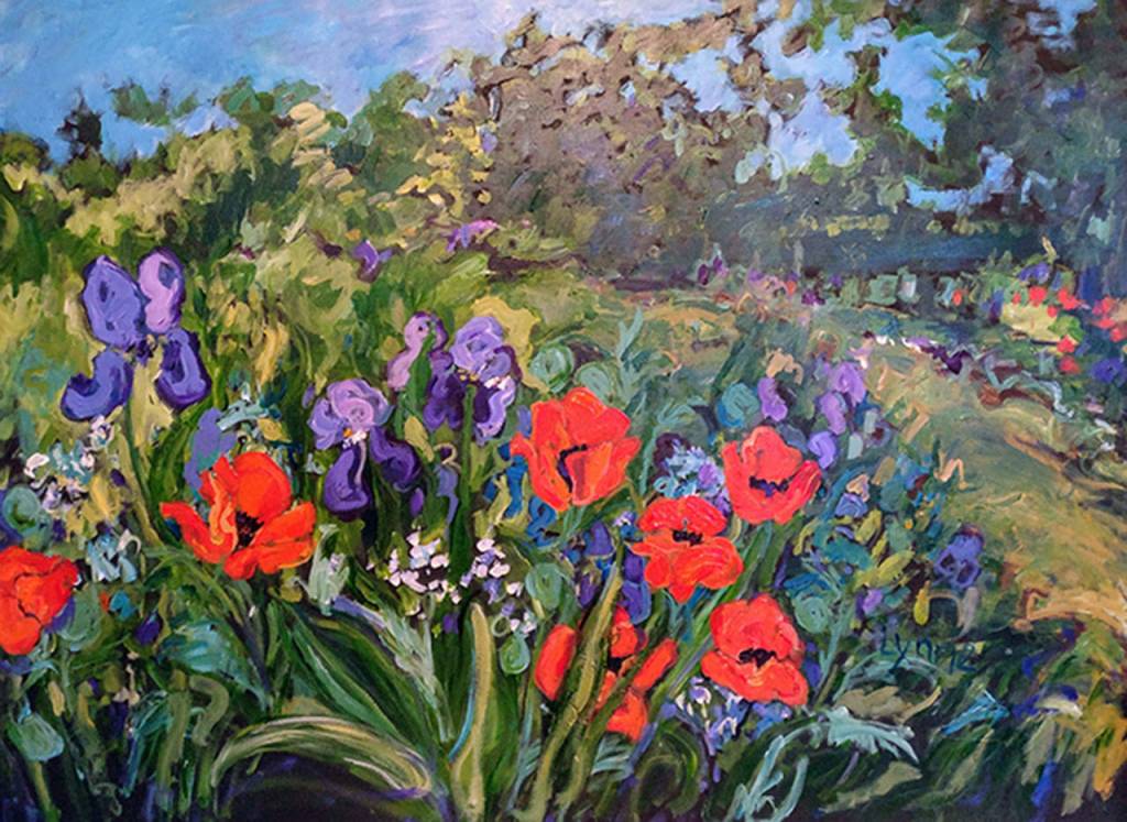 Iris and Poppies by Lynne Armstrong, a Sequim painter whose work will be on display at the 2021 ARTjam event Sept. 4-5 in Sequim. Submitted art