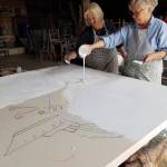 Sequim artists Lynne Armstrong, left, and Mary Franchini will collaborate on a piece of art during the 2021 ARTjam event, held in parallel with Sequims ARTfusion event on Labor Day weekend, Sept. 4-5. Submitted photo