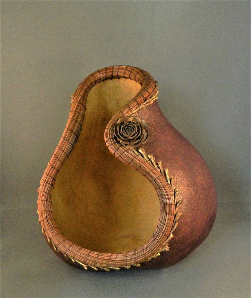 Curvy Lady Gourd by Roberta Cooper, a 2021 ARTfusion artist who will be exhibiting her craft and whose works will be on display Sept. 4-5.