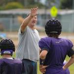 Sequim head coach Erik Wiker and the Wolves look for a full season in the fall of 2021 after playing just five games this spring thanks to COVID restrictions and schedule limitations. Sequim Gazette photo by Michael Dashiell