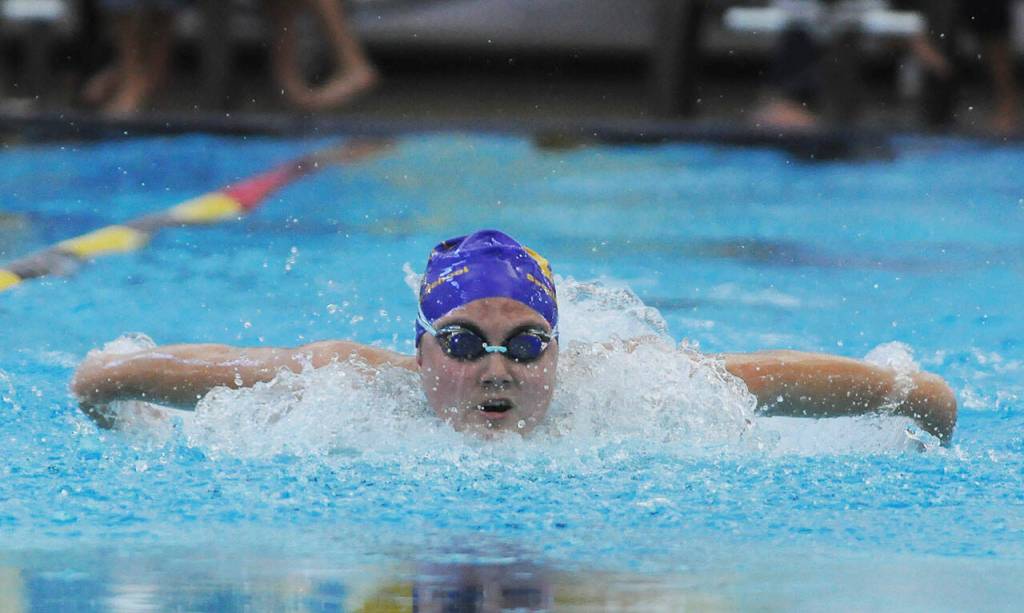 Sequims Melia Nelson competes in the 200 individual medley in a Sept. 9 home meet against Bainbridge. Sequim Gazette photos by Michael Dashiell