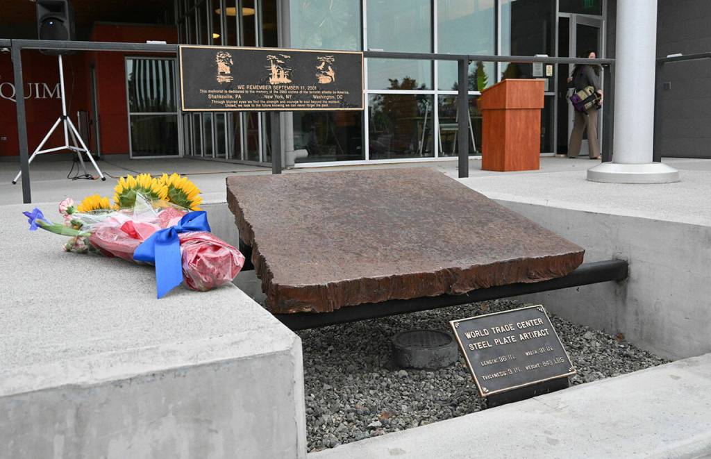 A World Trade Center artifact is displayed at the Sequim Civic Center. Sequim Gazette photo by Michael Dashiell