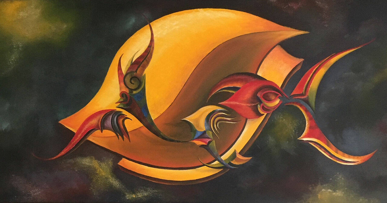 Looks Fishy by Dennis Pangborn, a featured artist at the Blue Whole Gallery in October. Check out this and other art during the First Friday Art Walk Sequim on Oct. 1. Submitted art
