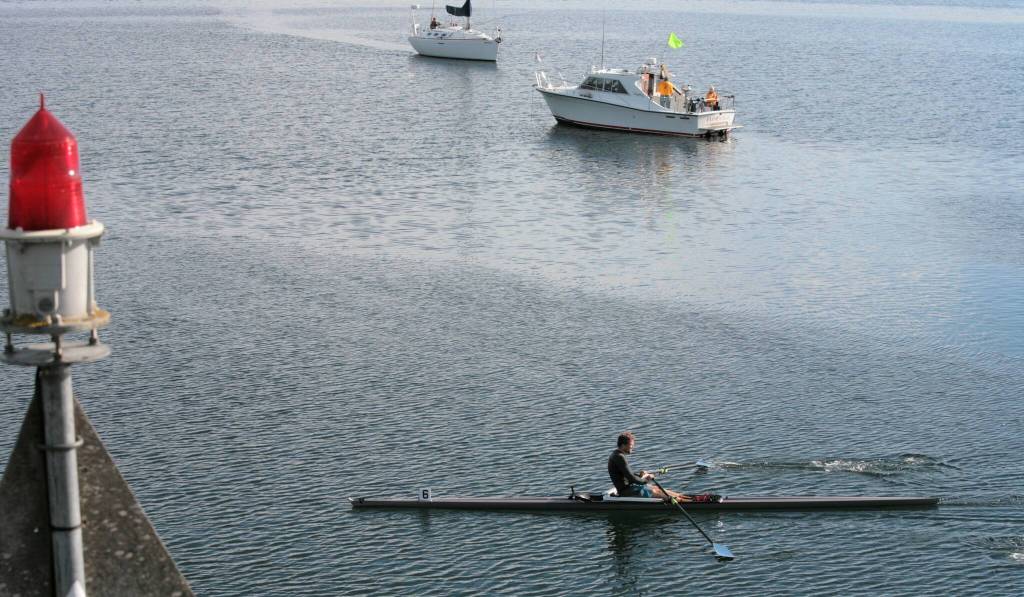 Sean Halberg is second to the finish line at the 2021 Row for Hospice race. Photo by Dennis Miller