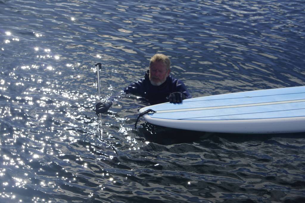 Tim Walls cools off at the 2021 Row for Hospice. Photo by Durkee and Mary Jeanne Richards