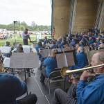 A view from the tuba section of the Sequim City Band, with director Tyler Benedict during the Aug. 22, 2021 concert. Not visible in this photo are the tuba and percussion sections. Photo by Jesse Major/Jesse Major Photography