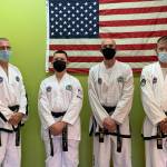 Pictured with instructor Brandon Stoppani (far left) are Bodystrong Taekwon-do Academy students Ryan Stites, Troy Phipps and Larry Muckley. Submitted photo