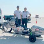Alan, left, and George McMurray bring their world record-setting bike to the Bonneville Salt Flats. Photo courtesy of George McMurray