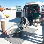 The Tri-Mac Speedsters bike undergoes impound inspection. Photo courtesy of George McMurray