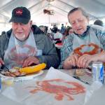 Larry and Kathi Hayden of Port Angeles enjoy crab dinners on Oct. 8 at the Dungeness Crab and Seafood Festival in Port Angeles. Photo by Keith Thorpe/Olympic Peninsula News Group