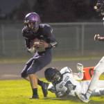 Sequim receiver Brandon Wagner hauls in an 11-yard touchdown catch from Lars Wiker as the Wolves top North Mason at Friday nights Homecoming game. Sequim Gazette photo by Michael Dashiell